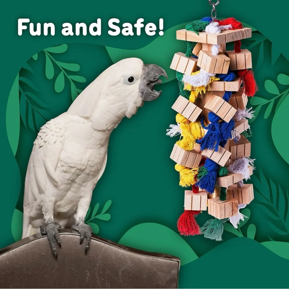 Large Bird Toy Durable Wooden Bird Chew Toy for Medium and Large-Sized Birds